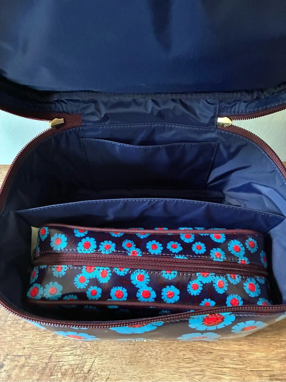 Kate Spade Natalie Cosmetic Case & Pouch Two Piece Set, Peacock Tangier Floral